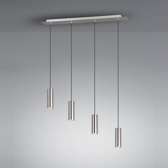 Lampadario a sospensione 4 luci per sala da pranzo moderno nichel opaco