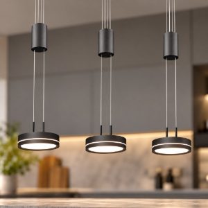 Lampadario a sospensione con pendenti 3 luci led 27w 3000k per sala da pranzo antracite