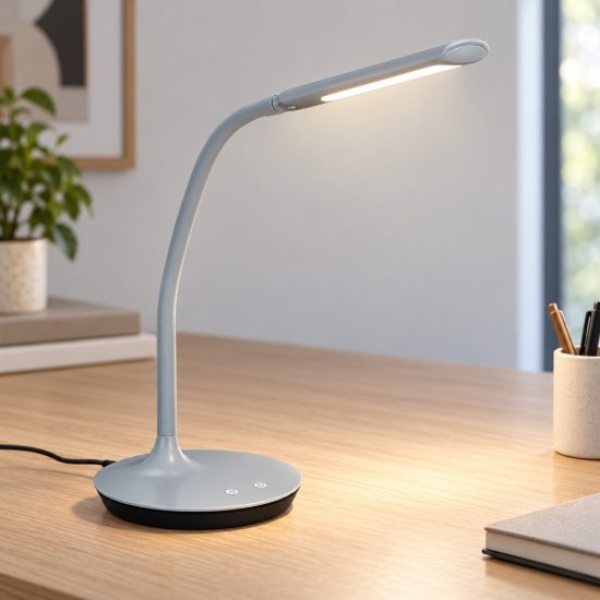 Lampada da scrivania led 5w 3000k 4000k 5000k touch dimmerabile flessibile per ufficio grigia