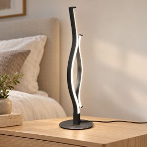 Lampada da tavolo per salotto led 8w cct 2300k 3000k 4000k touch ondulata alluminio spazzolato nera