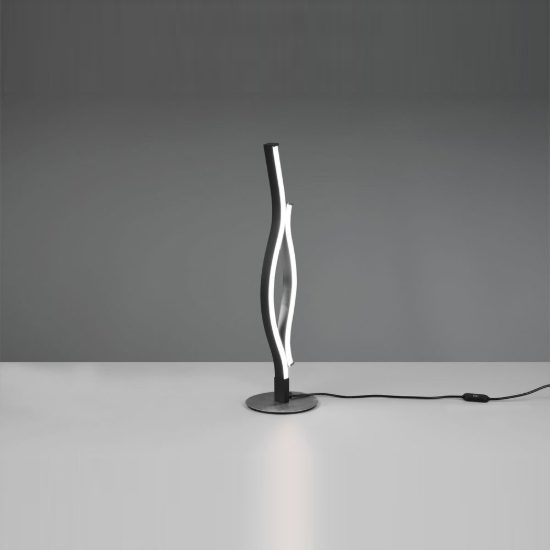 Lampada da tavolo per salotto led 8w cct 2300k 3000k 4000k touch ondulata alluminio spazzolato nera