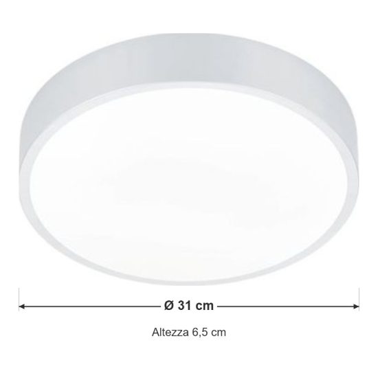 Plafoniera led 28w 2300k 3000k 4000k dimmerabile moderna rotonda bianca