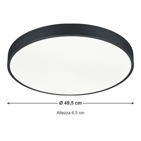 Plafoniera led 52,5w 2300k 3000k 4000k dimmerabile per soggiorno moderna rotonda nera