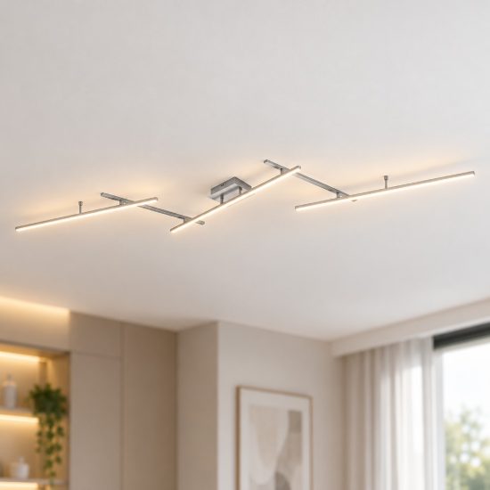 Plafoniera led 22w cct 2700k 6500k rgb con telecomando a bacchette orientabili nichel opaco