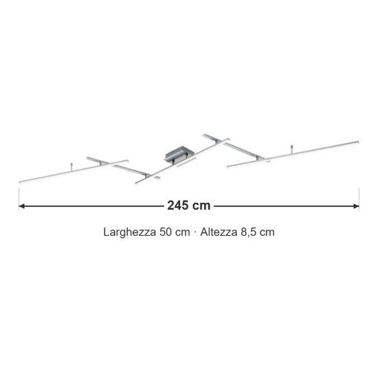 Plafoniera led 22w cct 2700k 6500k rgb con telecomando a bacchette orientabili nichel opaco