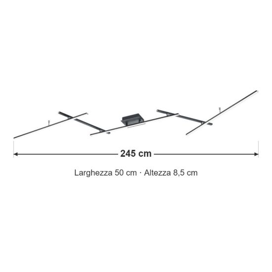 Plafoniera led 22w cct 2700k 6500k rgb con telecomando a bacchette orientabili nero opaco