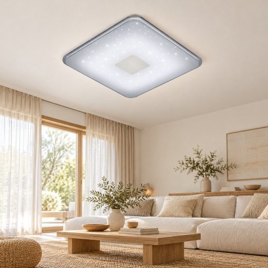 Plafoniera led 21,5w cct 3000k 5500k con telecomando per soggiorno moderna quadrata bianca