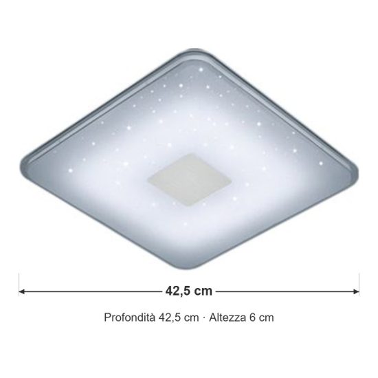 Plafoniera led 21,5w cct 3000k 5500k con telecomando per soggiorno moderna quadrata bianca