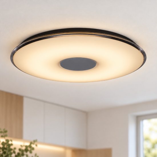 Plafoniera led 43w cct 3000k 5500k con telecomando per soggiorno moderna rotonda bianca