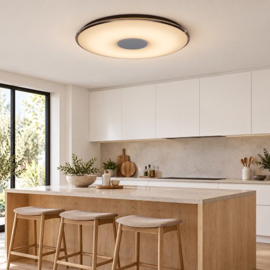Plafoniera led 43w cct 3000k 5500k con telecomando per soggiorno moderna rotonda bianca