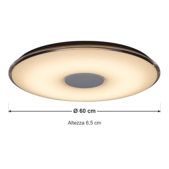Plafoniera led 43w cct 3000k 5500k con telecomando per soggiorno moderna rotonda bianca
