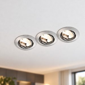 Set 3 faretti da incasso per cartongesso orientabili rotondi cromo