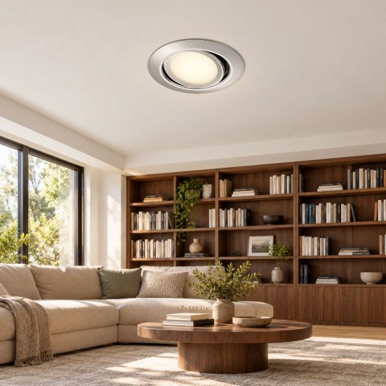 Faretto da incasso per cartongesso per soggiorno orientabile led 5w 3000k rotondo cromo