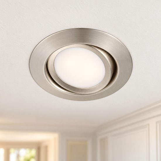 Faretto da incasso per cartongesso per salotto orientabile led 5w 3000k rotondo nichel opaco