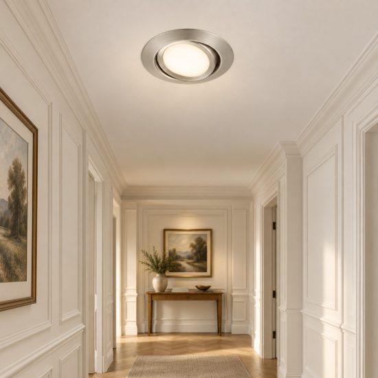 Faretto da incasso per cartongesso per salotto orientabile led 5w 3000k rotondo nichel opaco