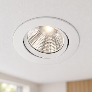 Faretto da incasso per salotto orientabile led 5,5w 3000k dimmerabile ip23 rotondo bianco opaco