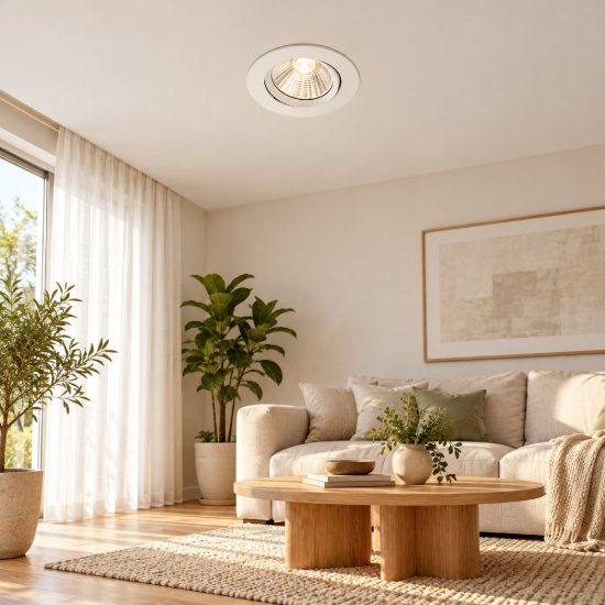 Faretto da incasso per salotto orientabile led 5,5w 3000k dimmerabile ip23 rotondo bianco opaco