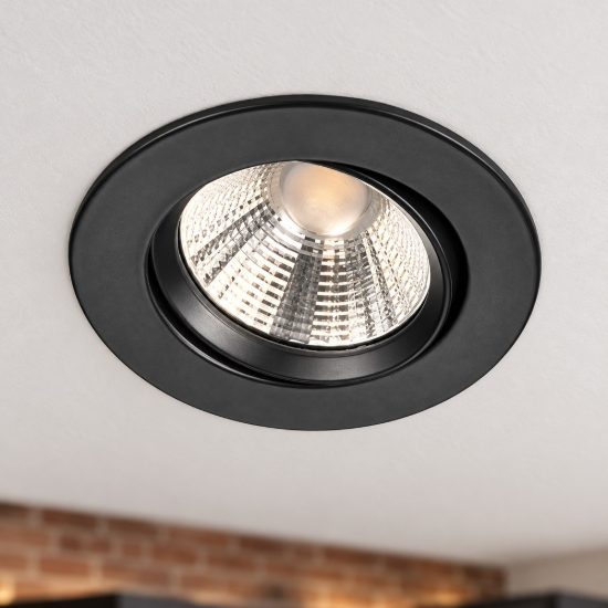 Faretto da incasso per soggiorno orientabile led 5,5w 3000k dimmerabile ip23 rotondo nero opaco