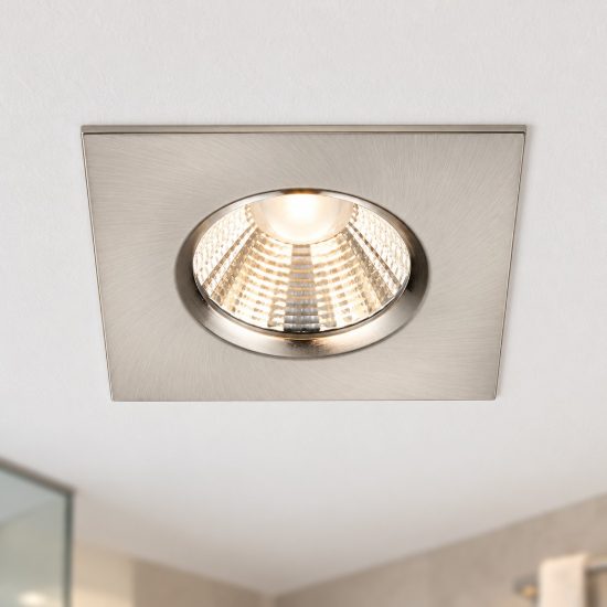 Faretto da incasso per cartongesso led 5,5w 3000k dimmerabile ip65 quadrato nichel opaco
