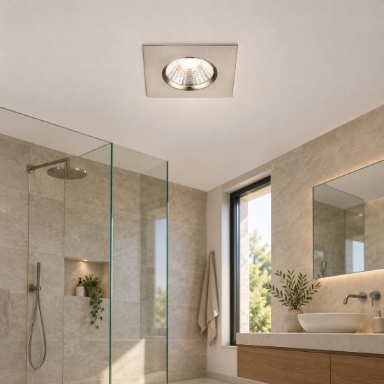 Faretto da incasso per cartongesso led 5,5w 3000k dimmerabile ip65 quadrato nichel opaco