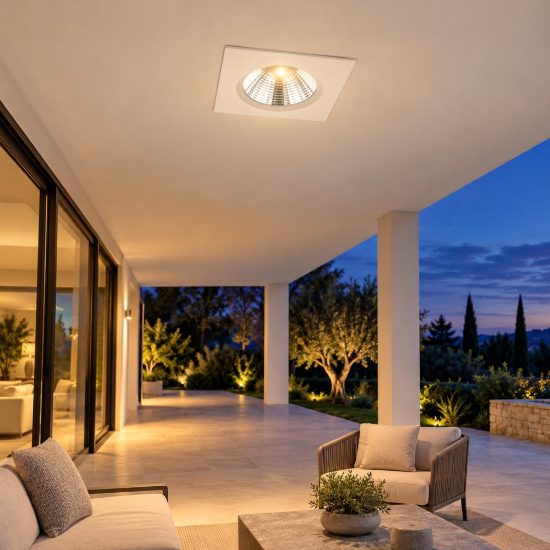 Faretto da incasso per cartongesso led 5,5w 3000k dimmerabile ip65 quadrato bianco opaco