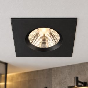Faretto da incasso per cartongesso led 5,5w 3000k dimmerabile ip65 quadrato nero opaco