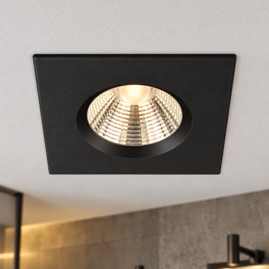 Faretto da incasso per cartongesso led 5,5w 3000k dimmerabile ip65 quadrato nero opaco