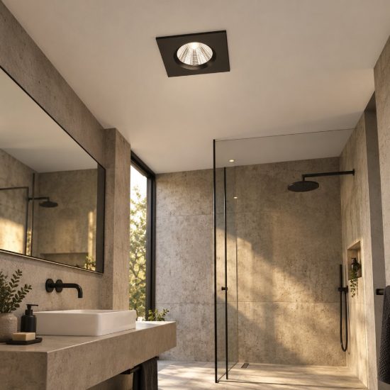 Faretto da incasso per cartongesso led 5,5w 3000k dimmerabile ip65 quadrato nero opaco
