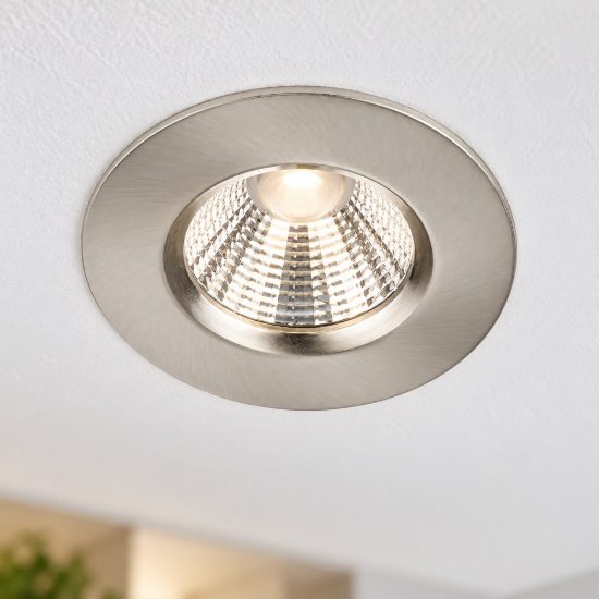 Faretto da incasso per cartongesso led 5,5w 3000k dimmerabile ip65 rotondo nichel opaco
