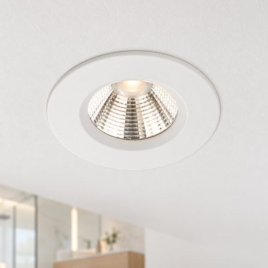 Faretto da incasso per cartongesso led 5,5w 3000k dimmerabile ip65 rotondo bianco opaco