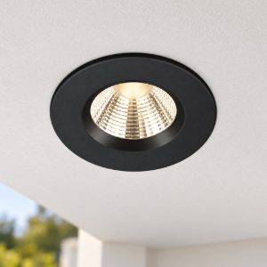 Faretto da incasso per cartongesso led 5,5w 3000k dimmerabile ip65 rotondo nero opaco