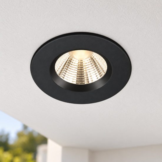 Faretto da incasso per cartongesso led 5,5w 3000k dimmerabile ip65 rotondo nero opaco