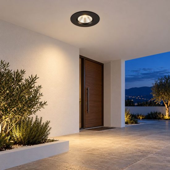Faretto da incasso per cartongesso led 5,5w 3000k dimmerabile ip65 rotondo nero opaco