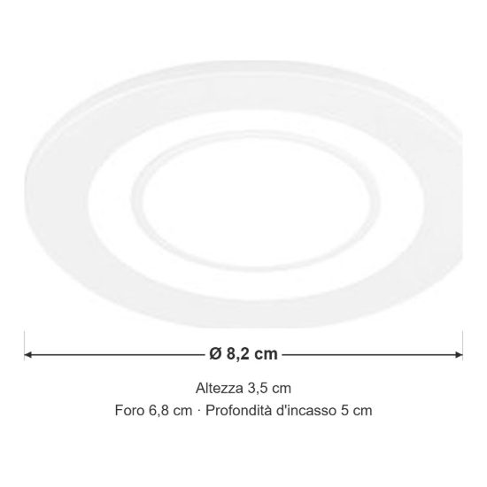 Faretto da incasso per cartongesso per salotto led 5w 3000k tripla accensione rotondo bianco opaco