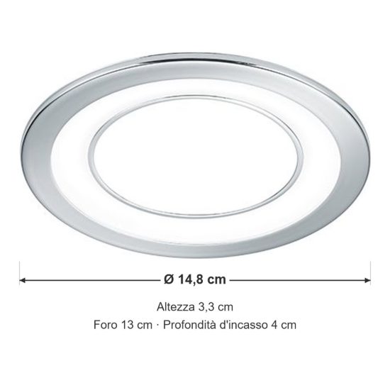 Faretto da incasso per cartongesso per soggiorno led 10w 3000k tripla accensione rotondo cromo