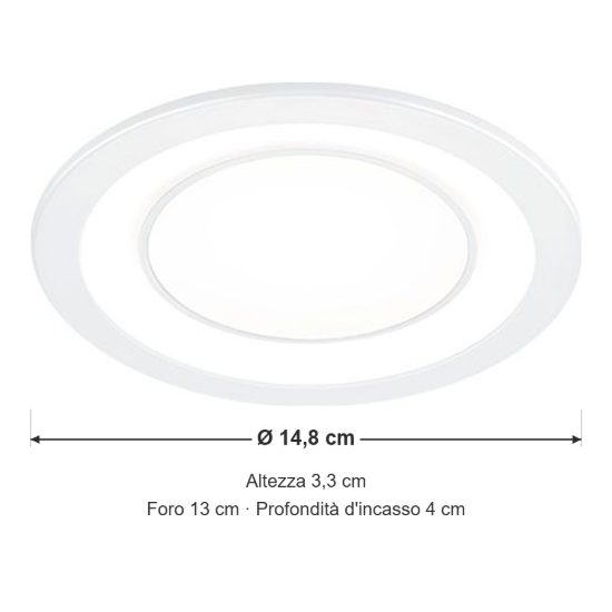 Faretto da incasso per cartongesso per salotto led 10w 3000k tripla accensione rotondo bianco opaco