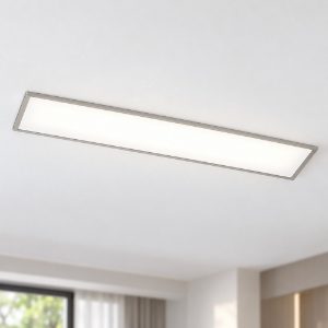 Plafoniera led 31w 3000k dimmerabile per cucina moderna rettangolare nichel opaco