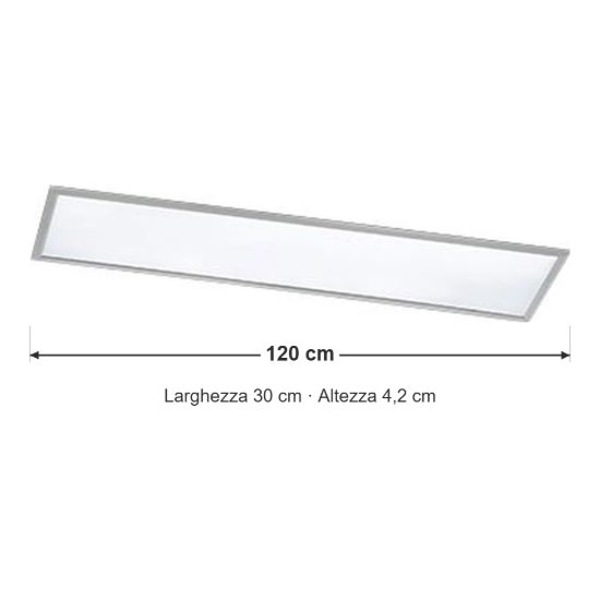 Plafoniera led 31w 3000k dimmerabile per cucina moderna rettangolare nichel opaco