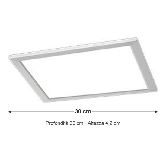 Plafoniera led 15w 3000k dimmerabile moderna quadrata nichel opaco