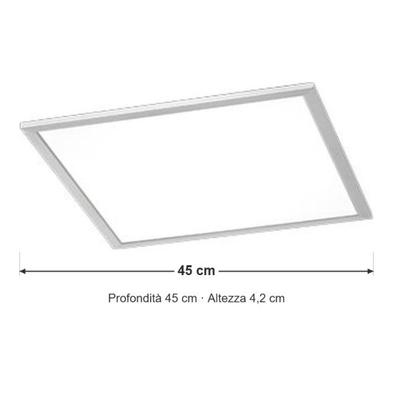 Plafoniera led 26w 3000k dimmerabile per soggiorno moderna quadrata nichel opaco