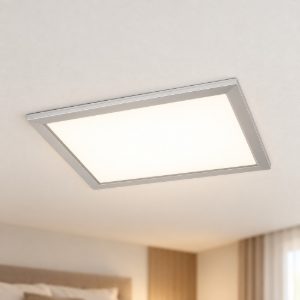 Plafoniera led 31w 3000k dimmerabile per soggiorno moderna quadrata nichel opaco