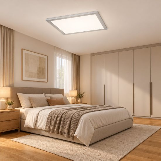 Plafoniera led 31w 3000k dimmerabile per soggiorno moderna quadrata nichel opaco