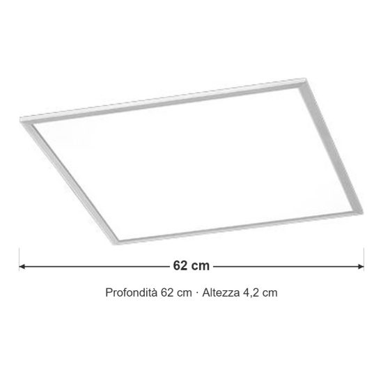 Plafoniera led 31w 3000k dimmerabile per soggiorno moderna quadrata nichel opaco