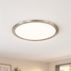 Plafoniera led 15w 3000k dimmerabile moderna rotonda nichel opaco