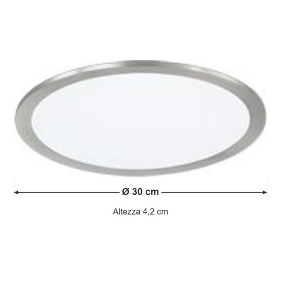 Plafoniera led 15w 3000k dimmerabile moderna rotonda nichel opaco