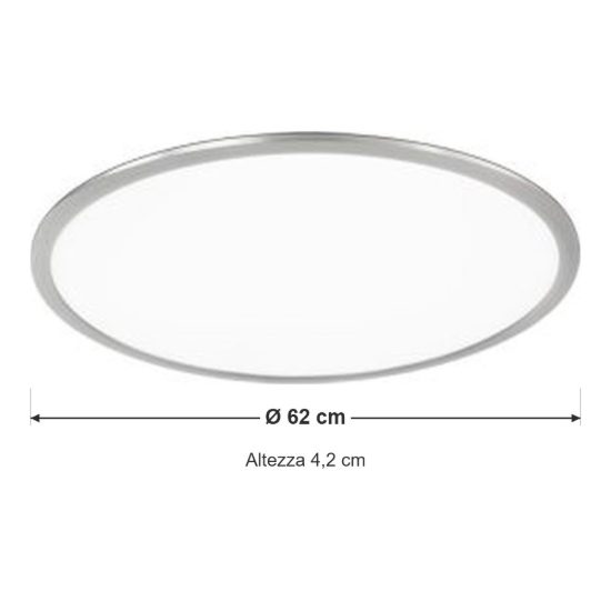 Plafoniera led 31w 3000k dimmerabile per soggiorno moderna rotonda nichel opaco