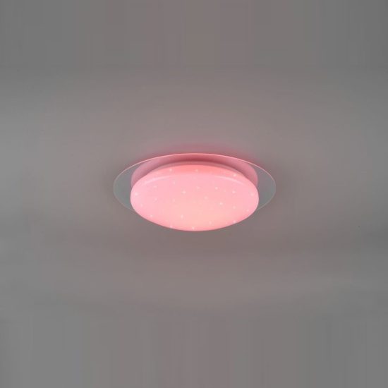 Plafoniera led 12w 4000k rgb con telecomando ip44 per bagno rotonda bianca effetto stellato