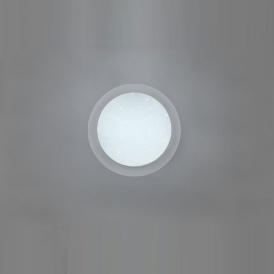 Plafoniera led 12w 4000k rgb con telecomando ip44 per bagno rotonda bianca effetto stellato