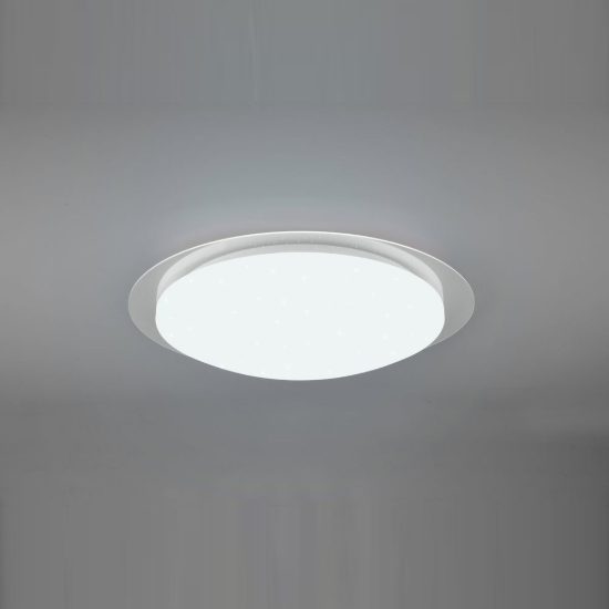 Plafoniera led 18,5w 4000k rgb con telecomando ip44 per bagno rotonda bianca effetto stellato
