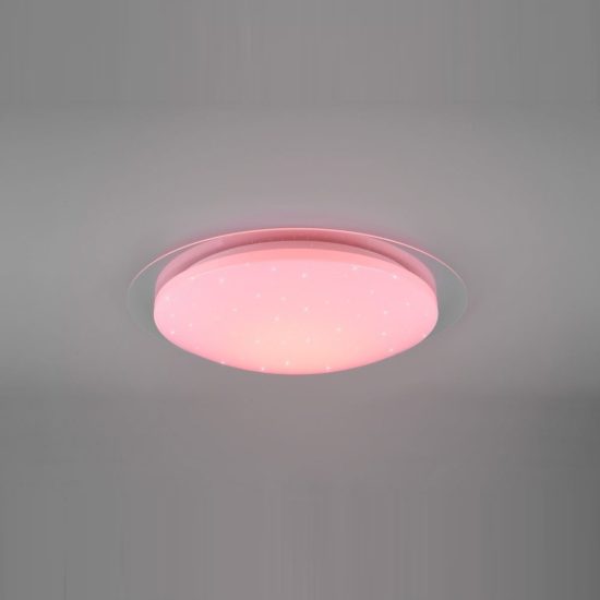 Plafoniera led 18,5w 4000k rgb con telecomando ip44 per bagno rotonda bianca effetto stellato